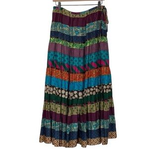 BCBGMaxAzria Multicolor Silk Broomstick Maxi Skirt